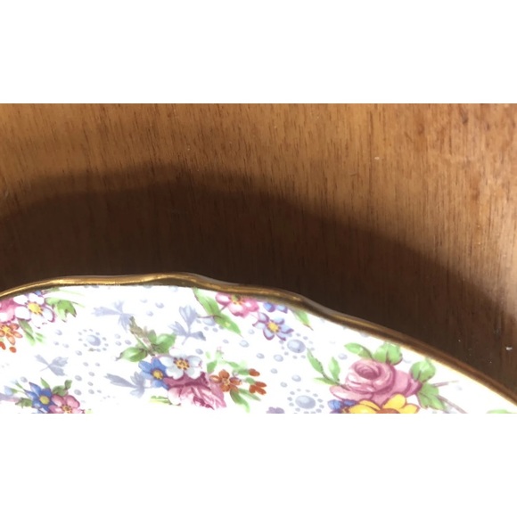 ROYAL WINTON ELEANOR CHINTZ DESSERT PLATE 6.5” D PINK PURPLE GOLD RIM ENGLAND - Picture 12 of 12